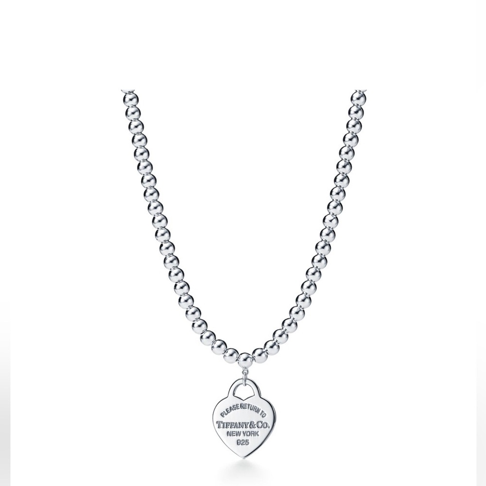 Authentic Tiffany Beaded Heart Necklace in Sterling Silver